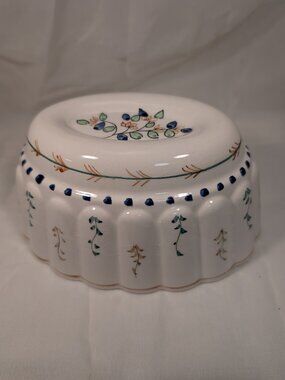 Vintage Secla Portugal Ceramic Mold Hand Painted Floral Mid Century